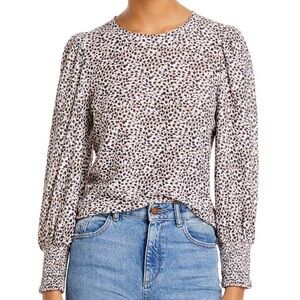 Nation LTD Loren Printed Balloon Sleeve Top In Spotted Print Women’s Size XS